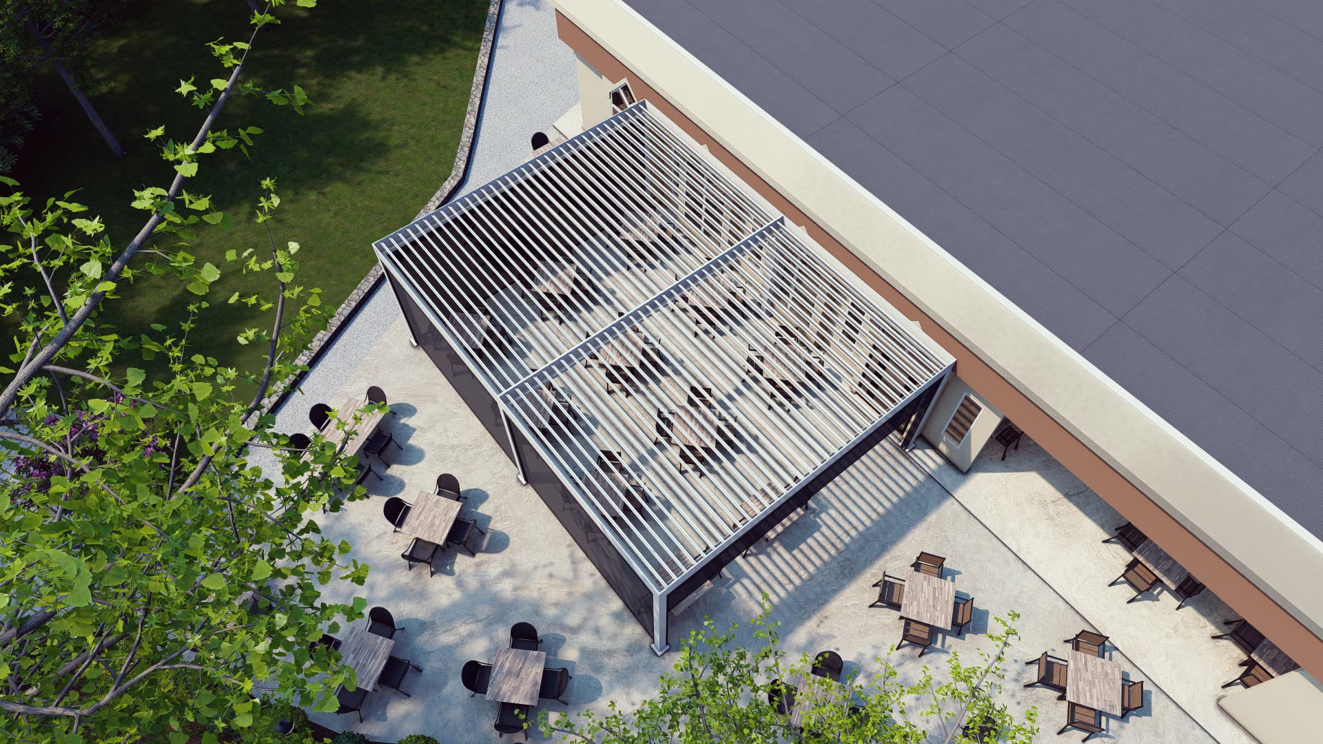 B2 Bistro — Motorized SkyTilt Louvered Roof by Breslow, North Brunswick NJ